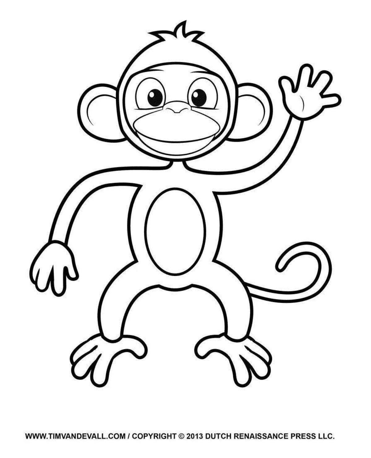Яркая обезьянка-раскраска для детей