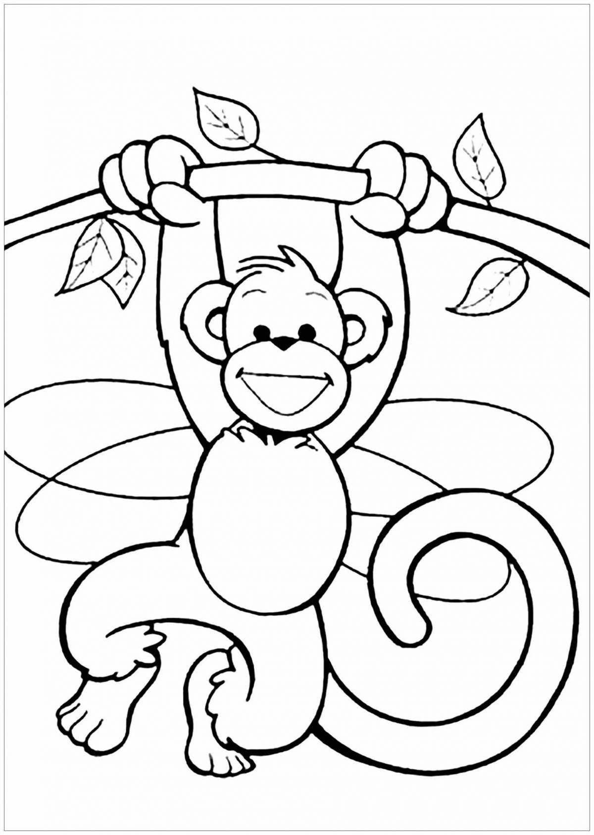 Great monkey coloring book for kids