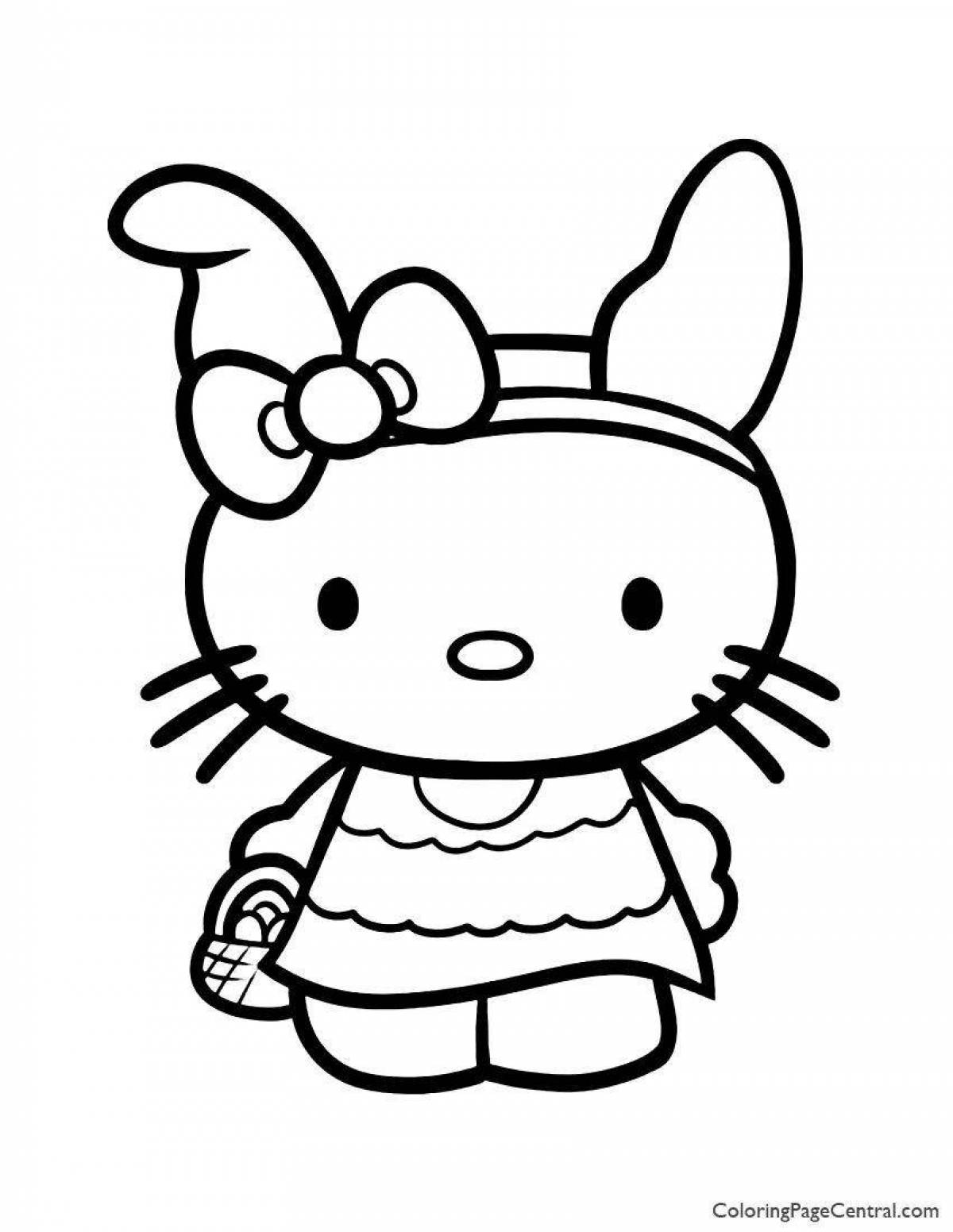 Charming coloring hello kitty in a dress