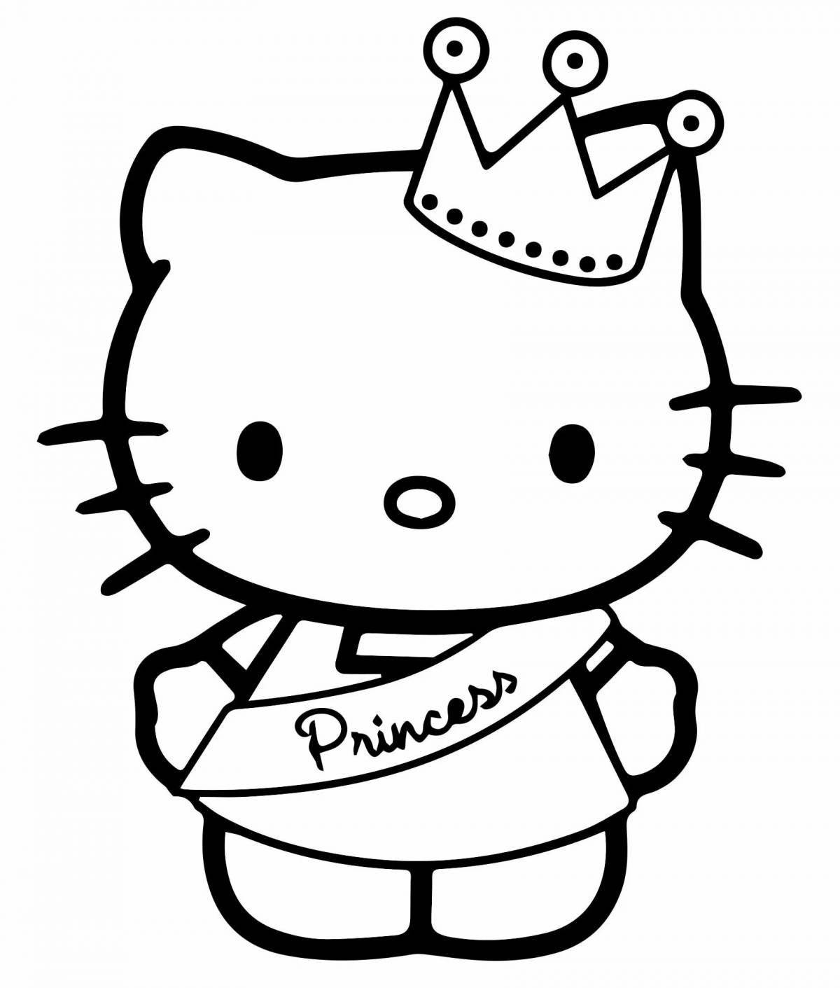 Playful hello kitty coloring in a dress