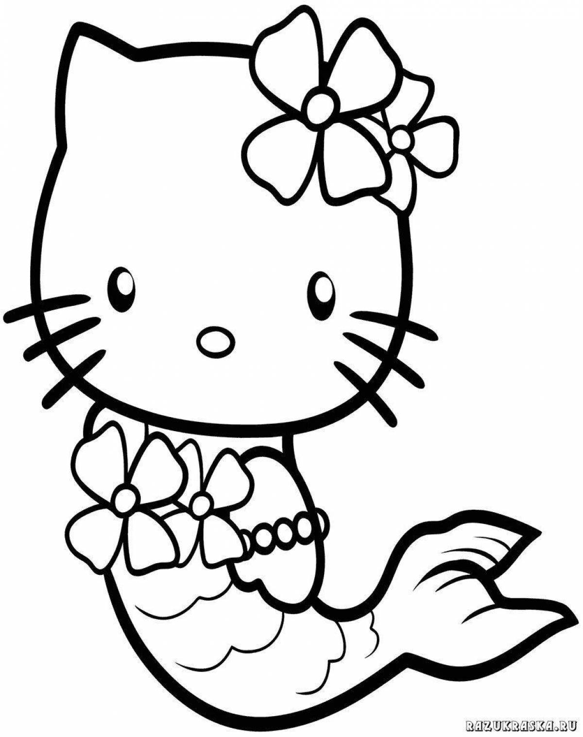 Сверкающая раскраска hello kitty в платье