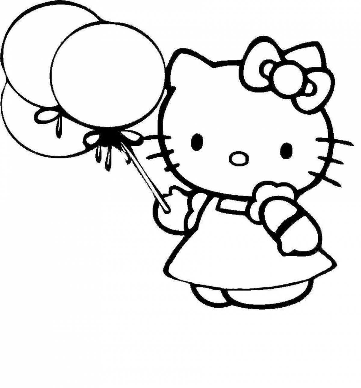 Bright coloring hello kitty in a dress