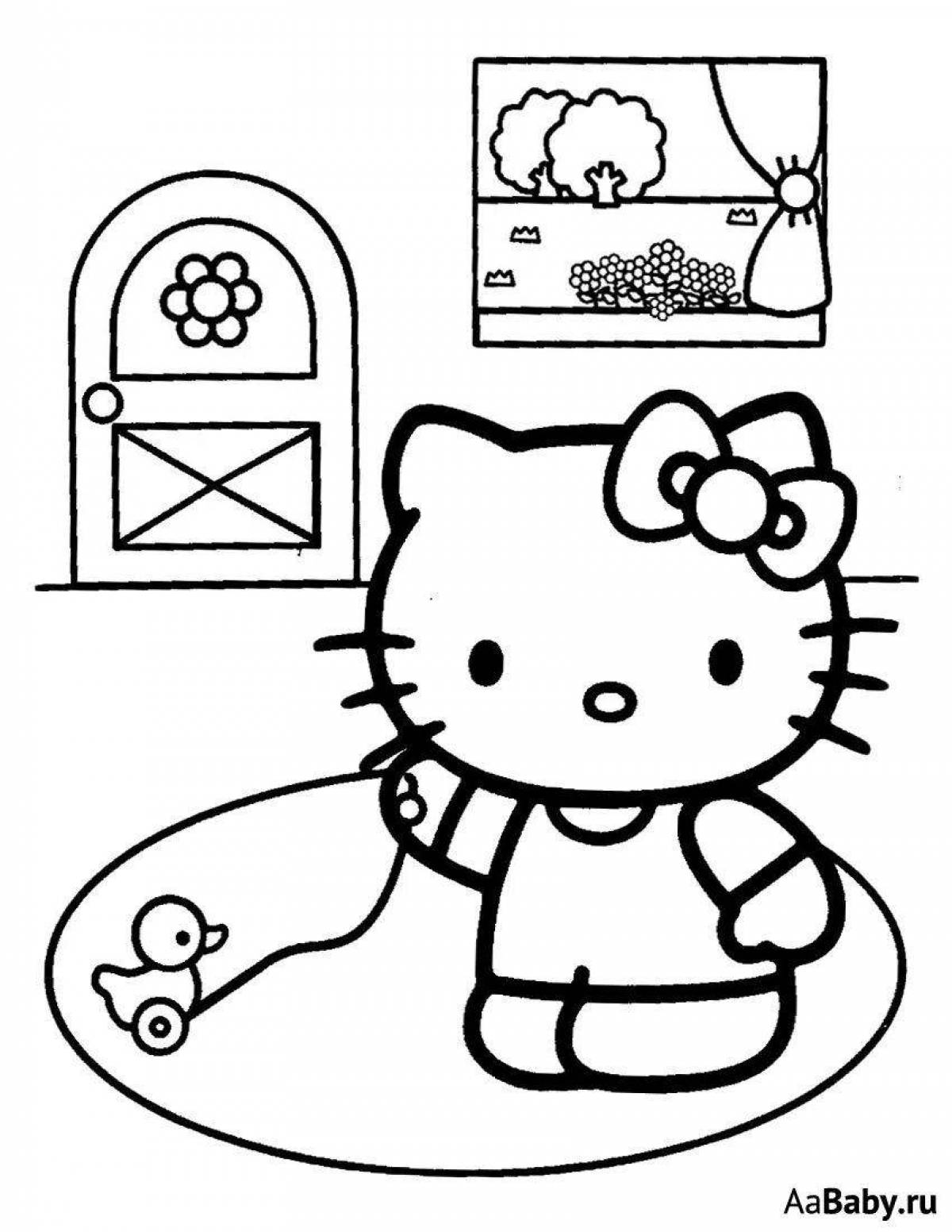 Elegant coloring hello kitty in a dress