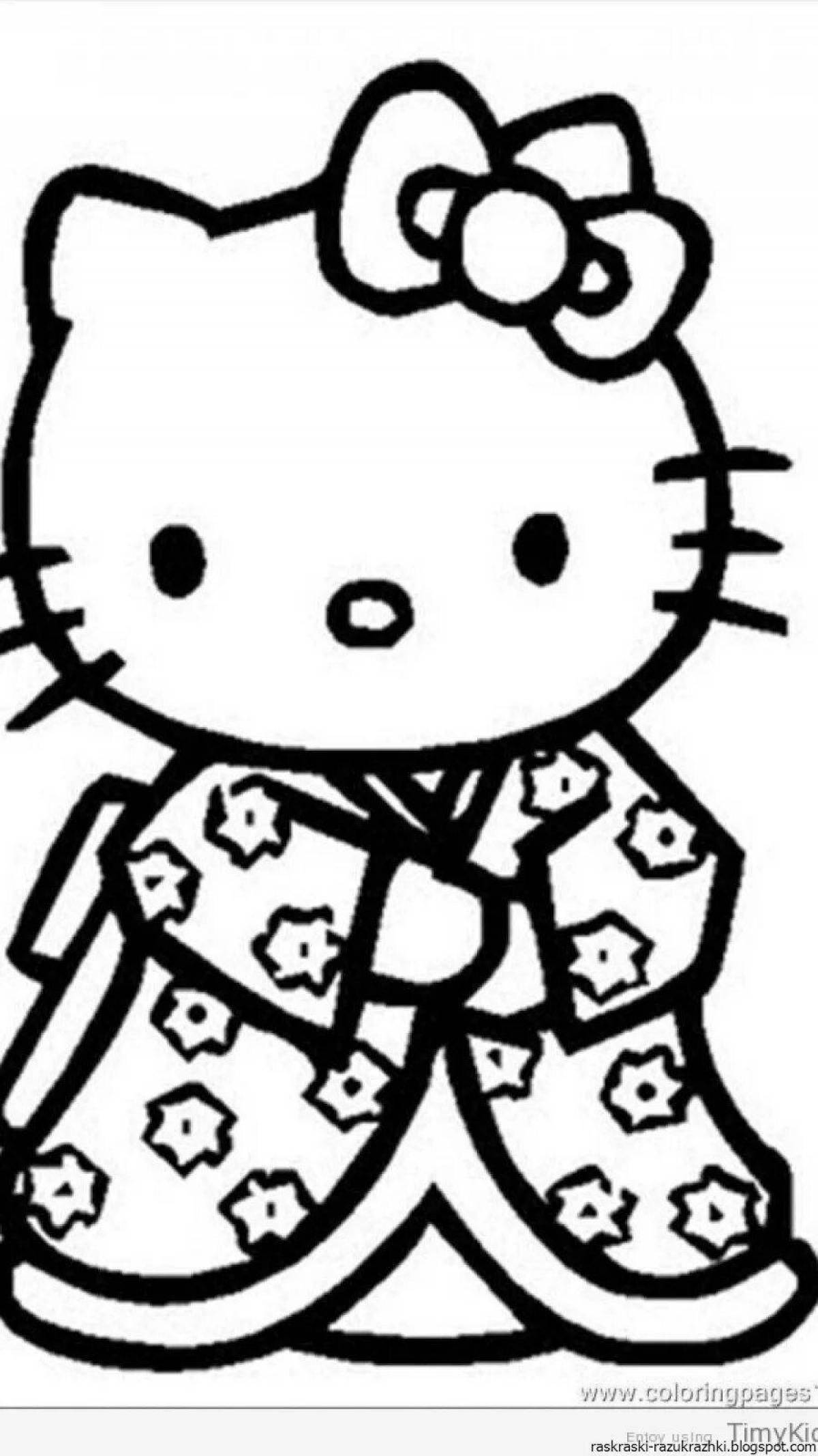 Coloring hello kitty in a dress