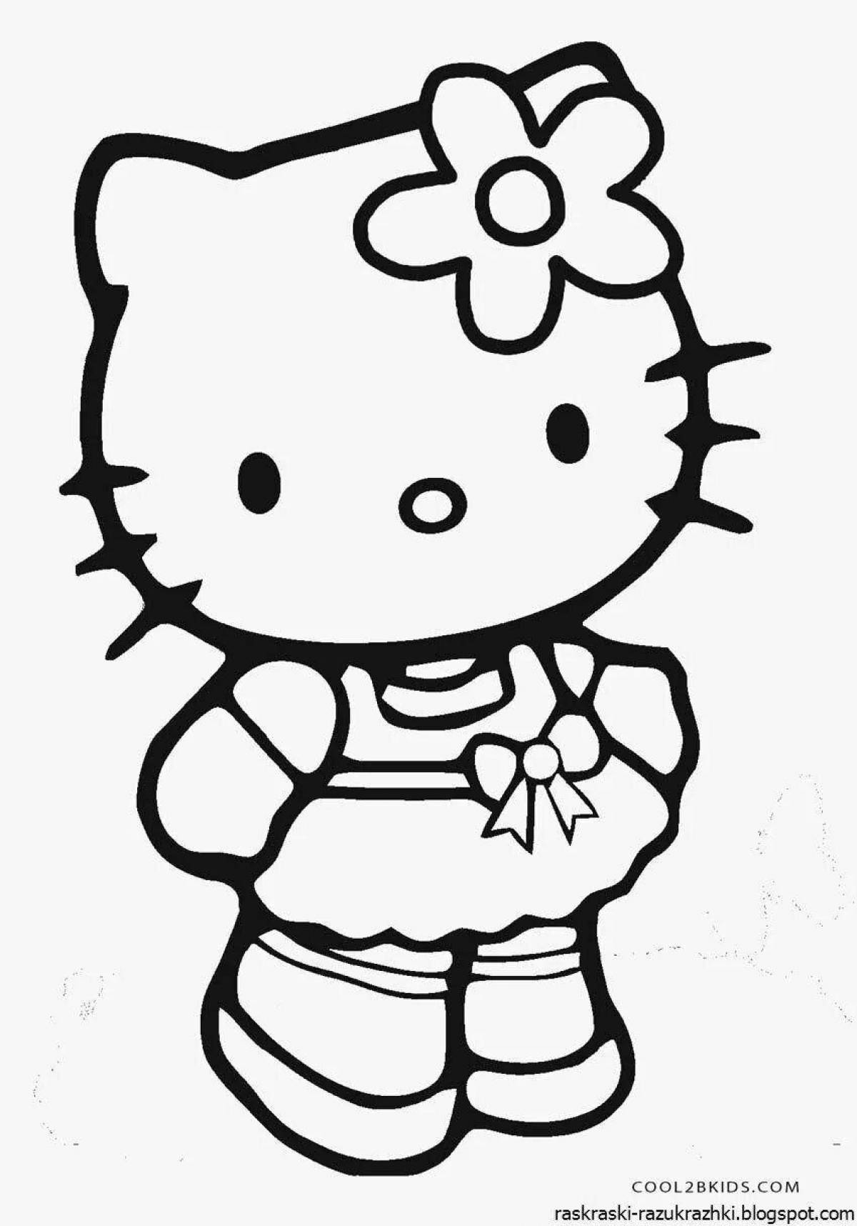 Animated coloring hello kitty in a dress