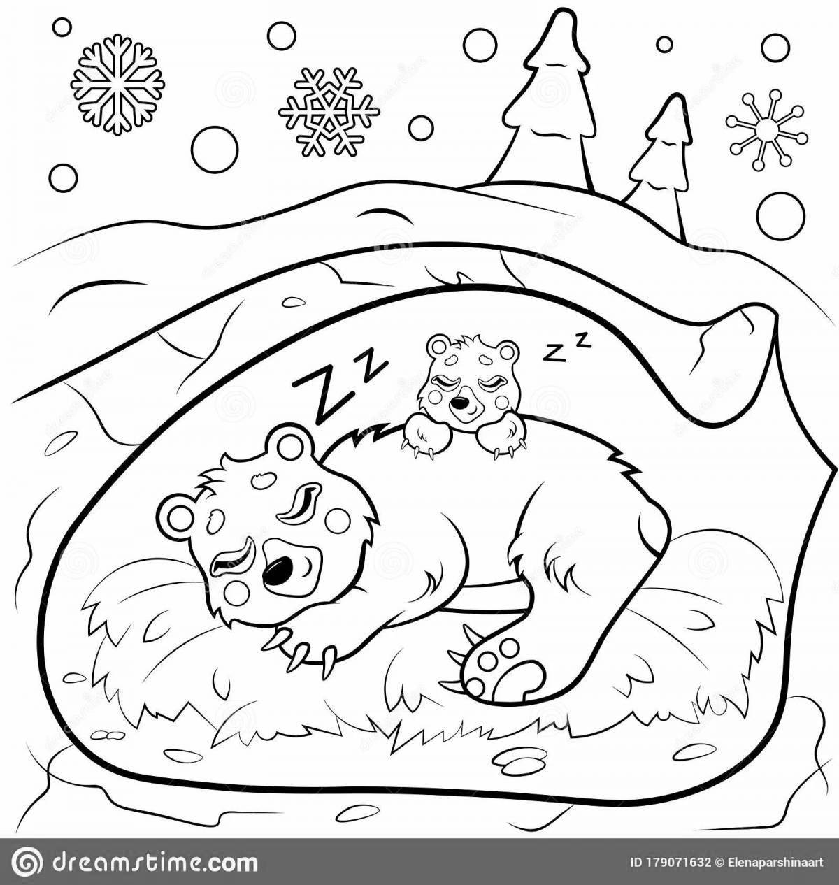 Веселые раскраски с зимними животными для детей