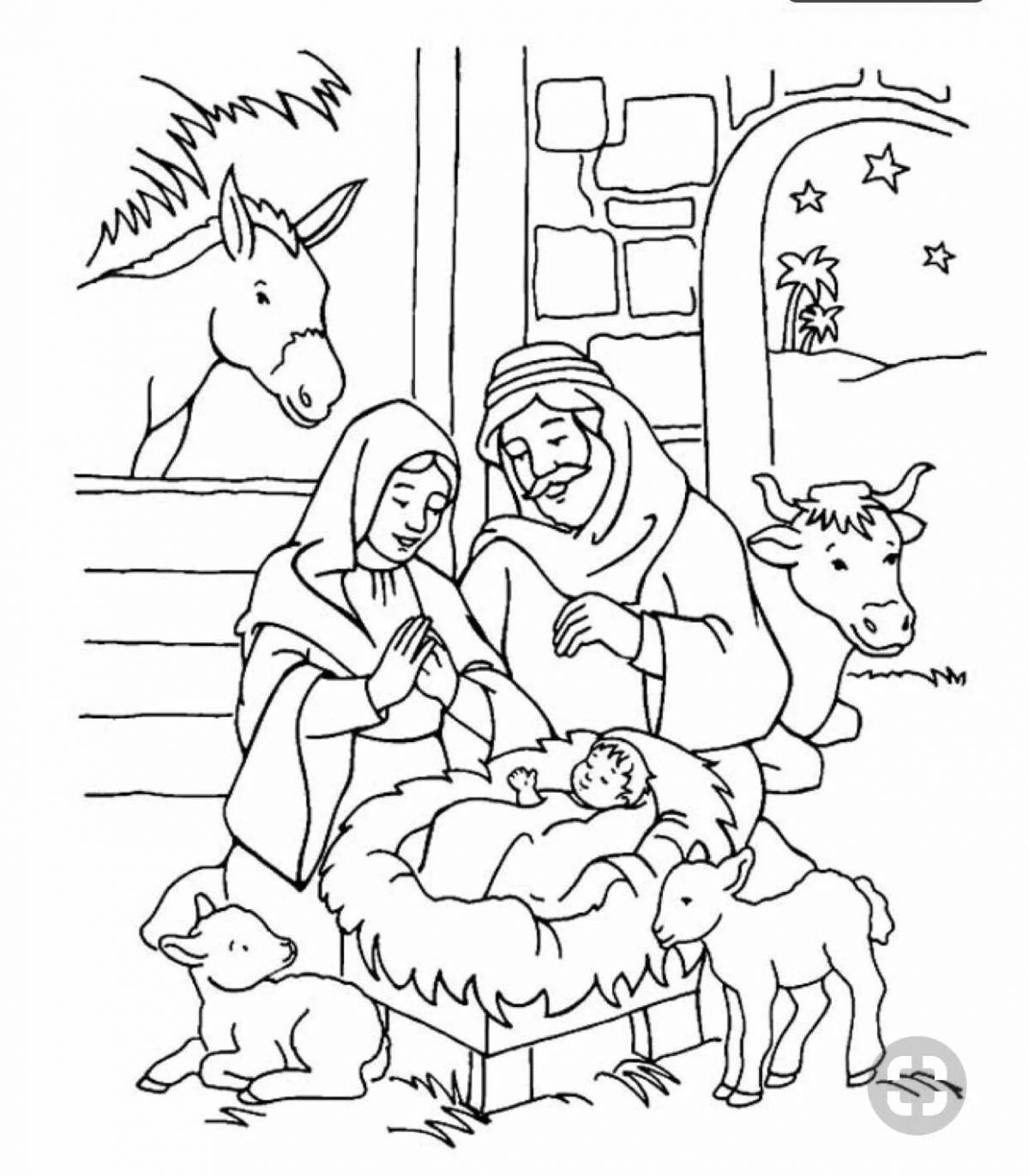 Рисунок на тему рождение иисуса христа простой