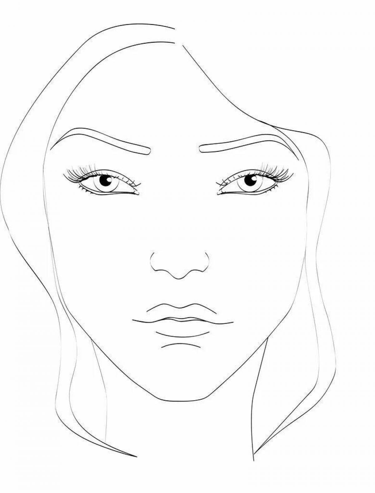 Рисунок лица для макияжа. Фейс чарт Елены Крыгиной. Контур женского лица. Макет лица. Макет лица для рисования.