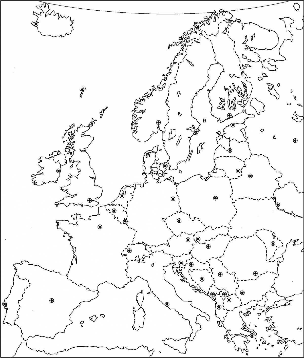 Контурная карта европы со странами и столицами