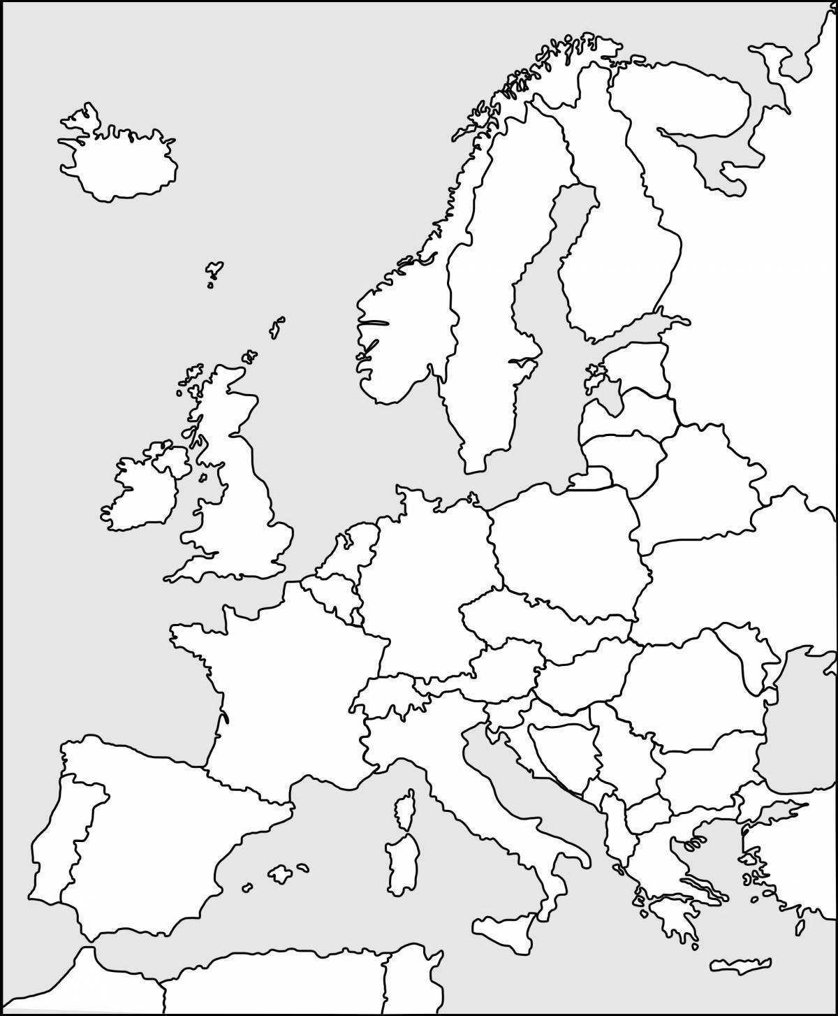 Контурная карта Европы со странами