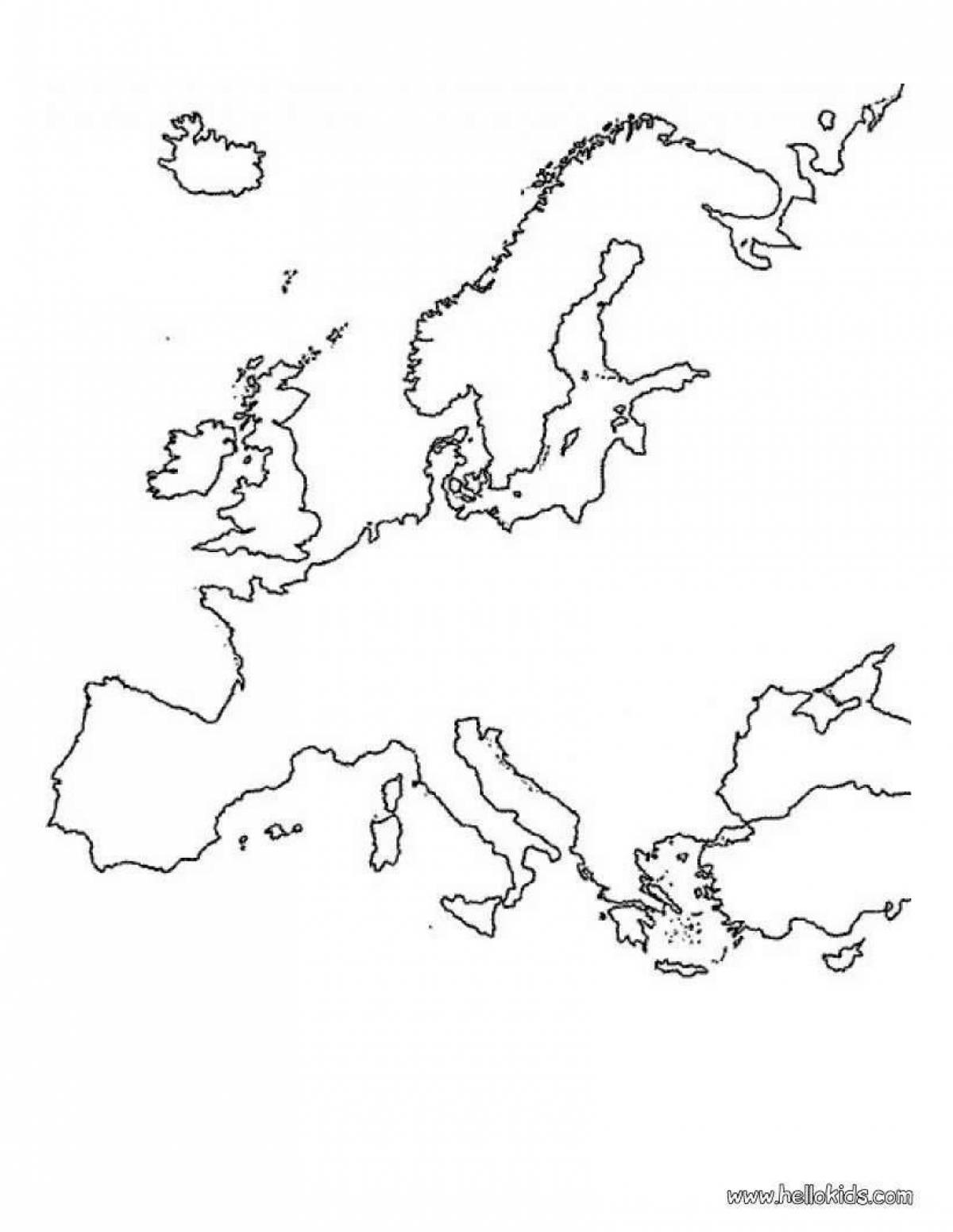 Контурная карта Европы без границ
