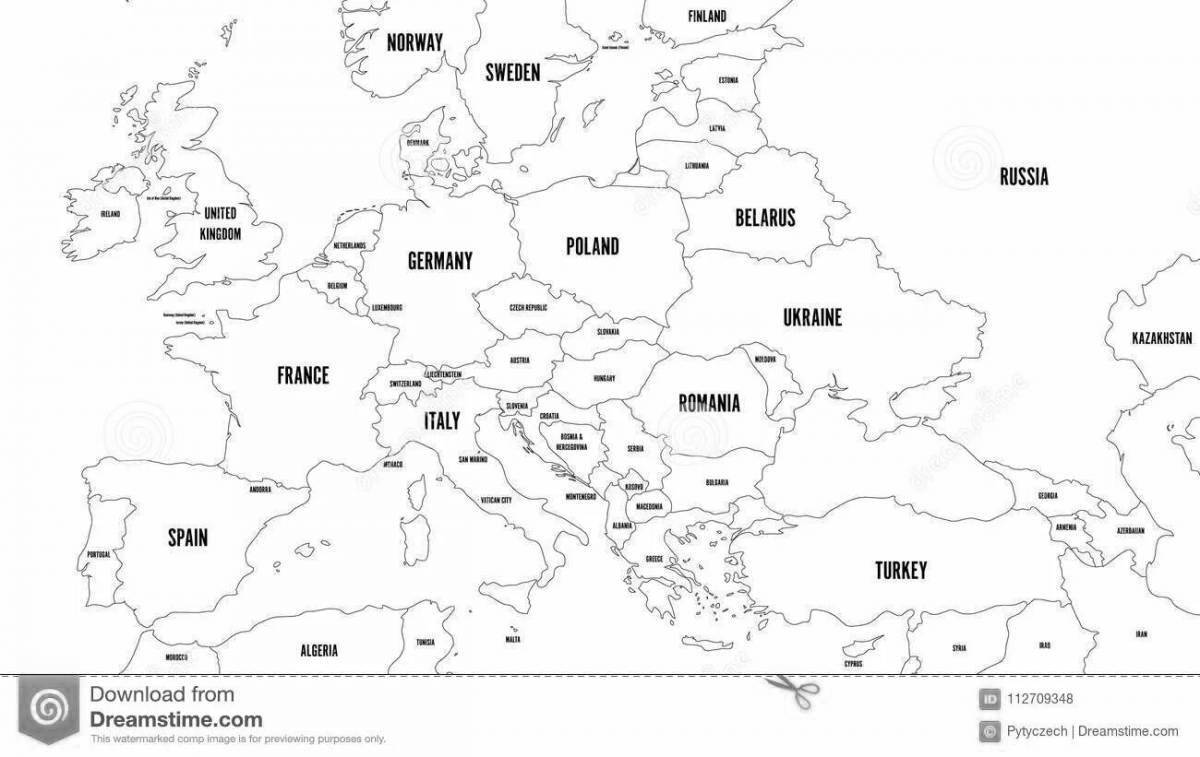 Карта европы чб с границами