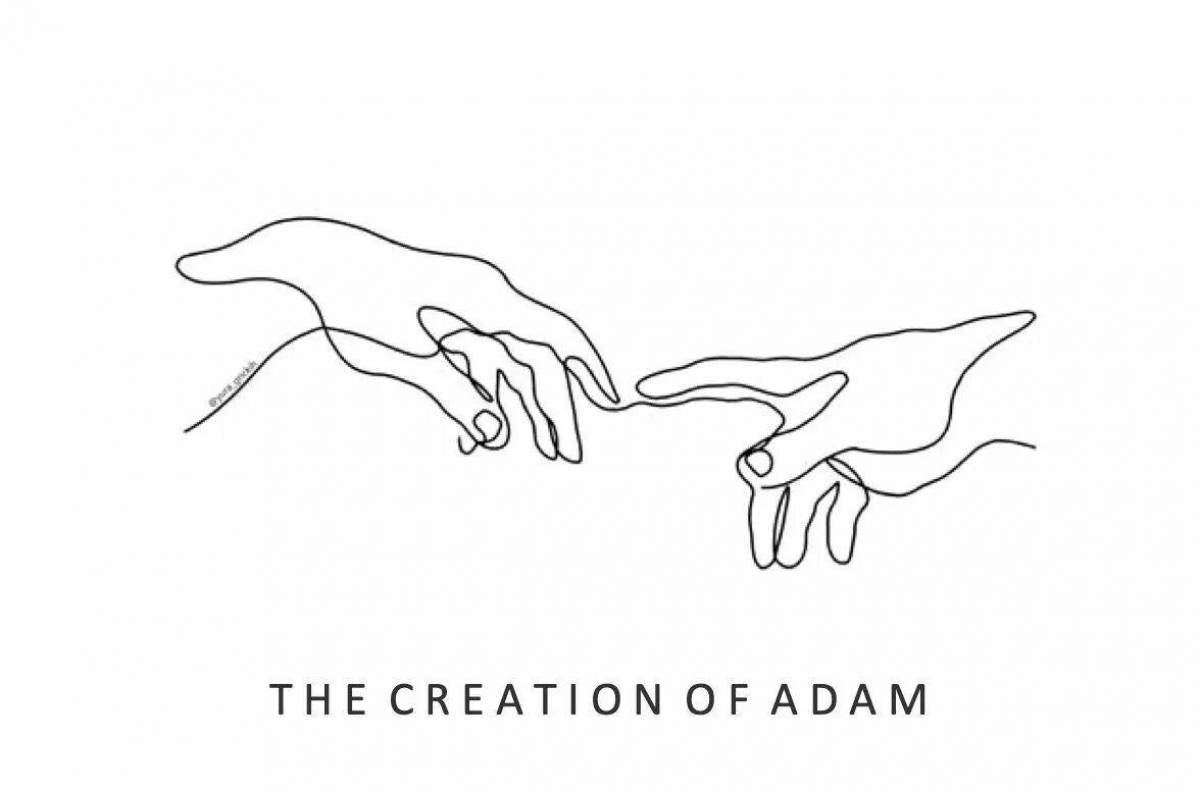 Adam hands. Микеланджело Сотворение Адама. Рисунок одной линией. Рисунок одной линией руки. Сотворение Адама Минимализм.