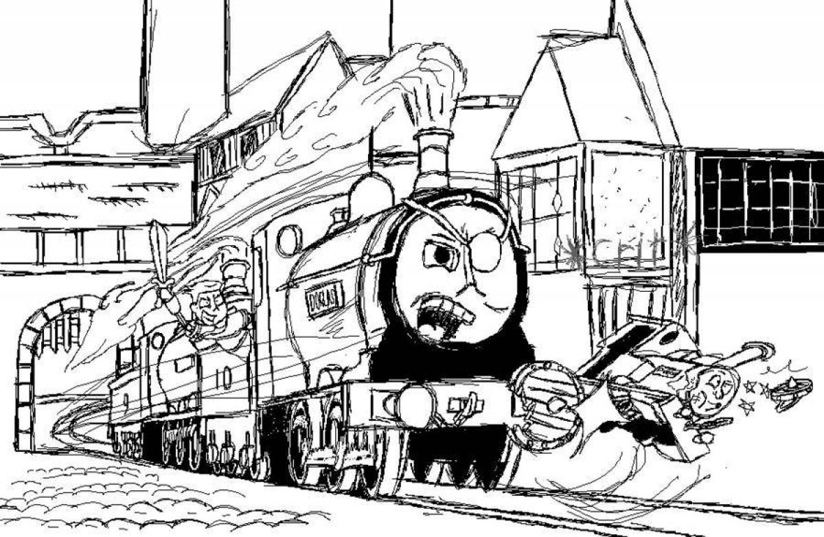 Coloring page magical train eater