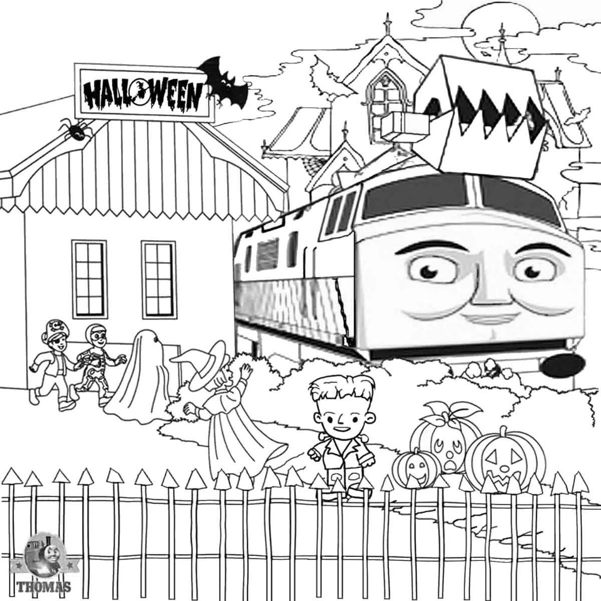Coloring page funny train eater