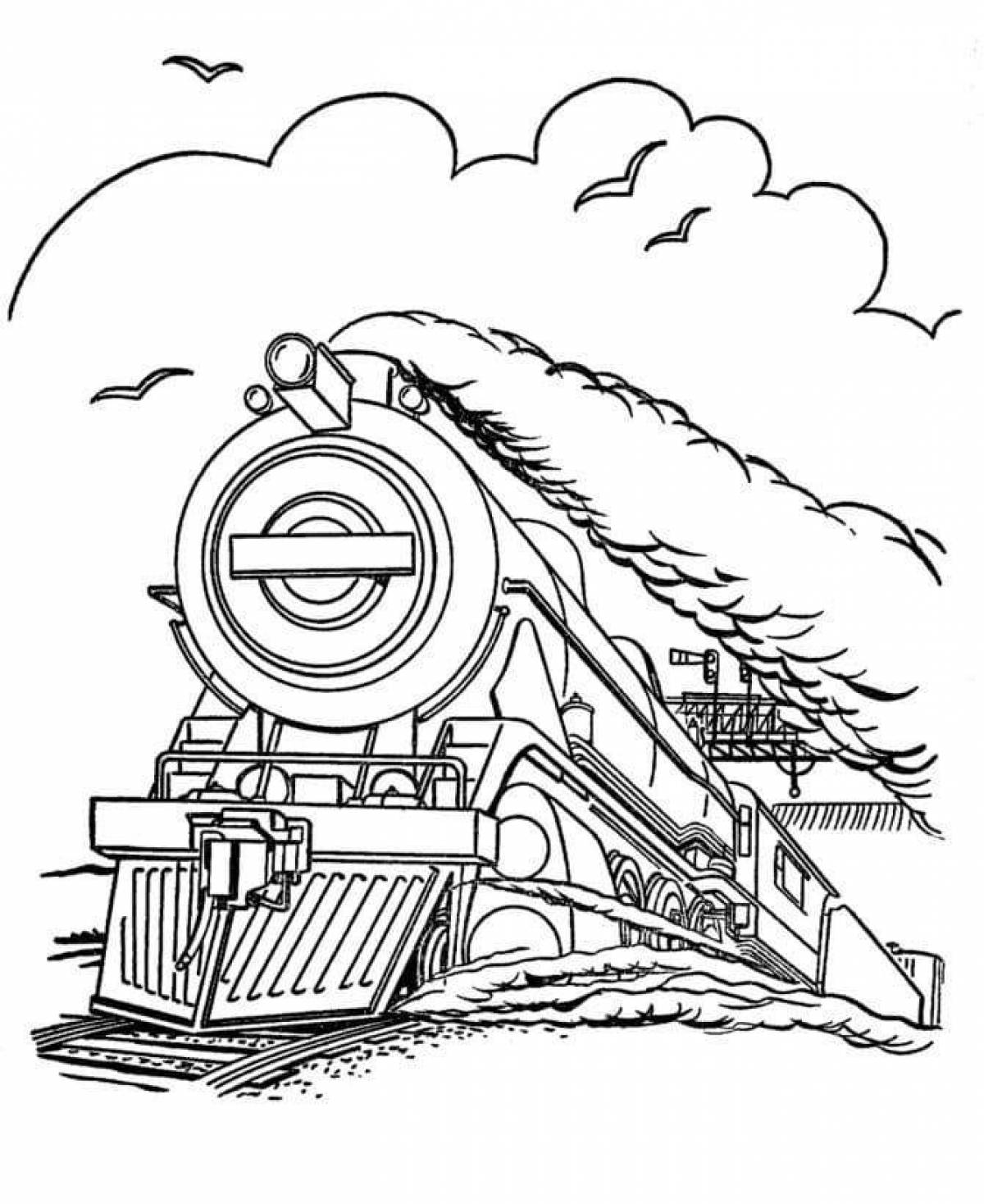 Coloring page funny train eater