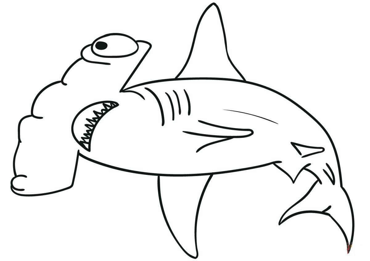 Очаровательная раскраска акулы для детей