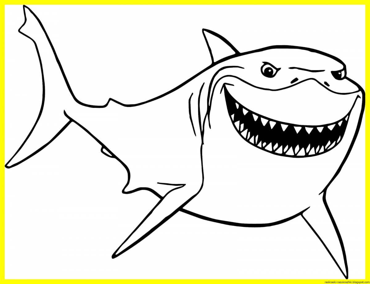 Сказочная акула-раскраска для детей