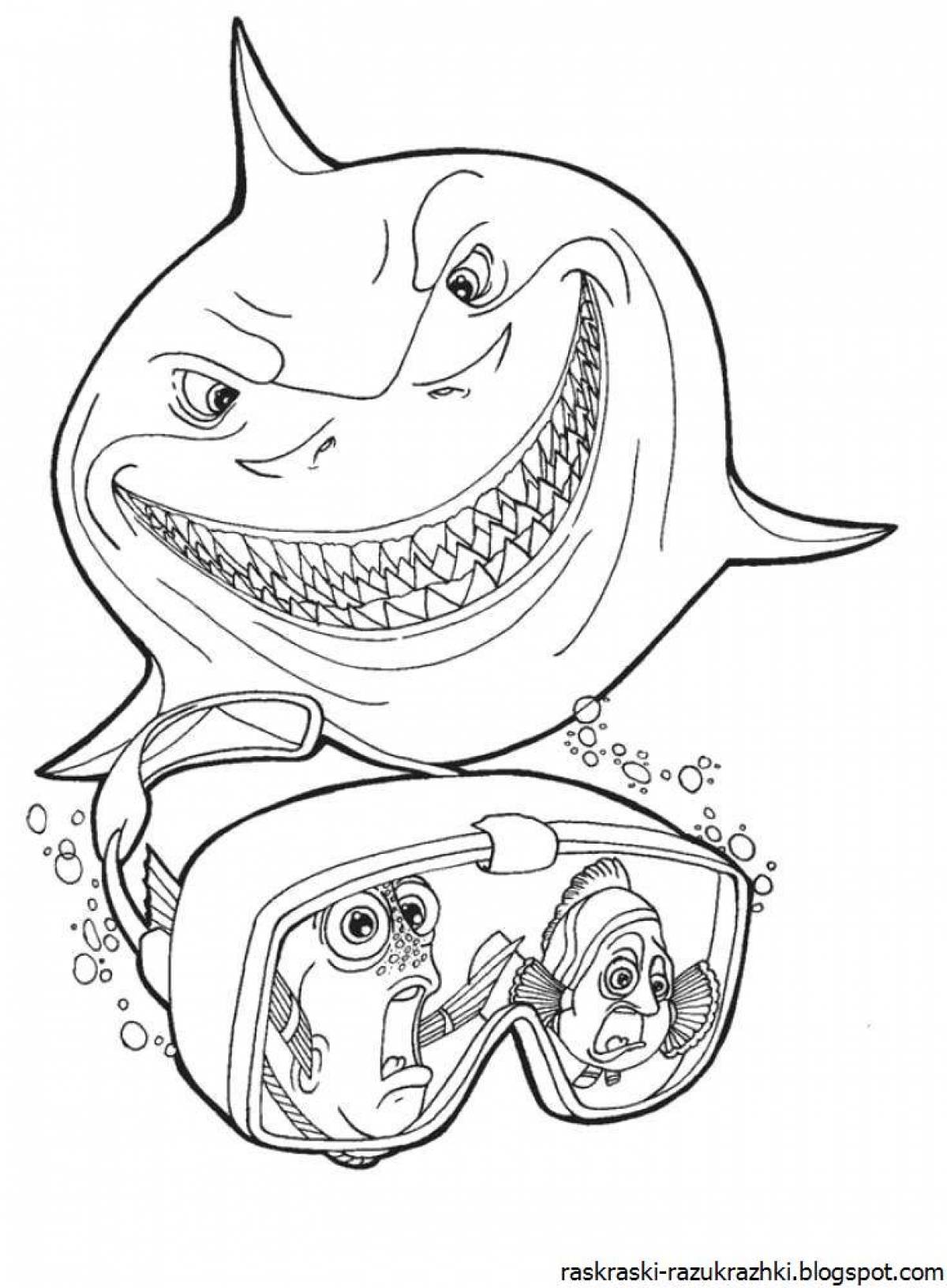 Удивительная страница раскраски акул для детей