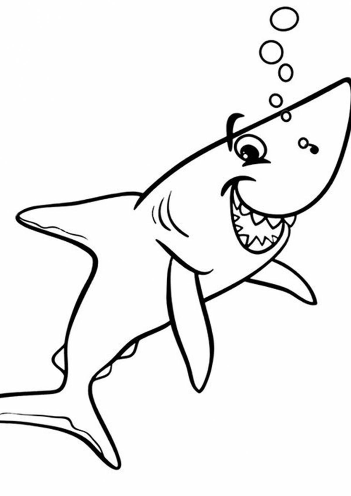 Adorable shark coloring page for kids