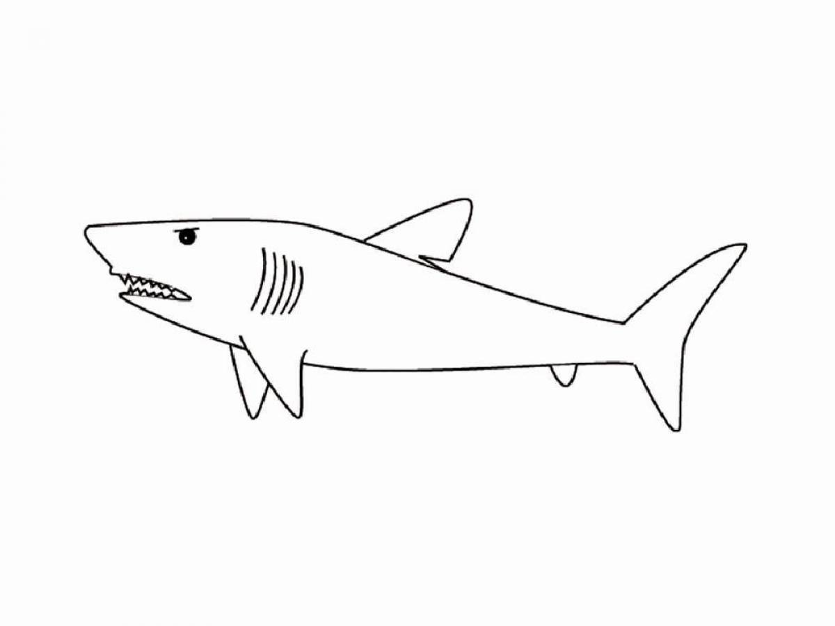 Animated shark coloring page for kids