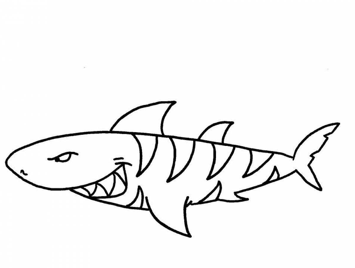 Привлекательная акула-раскраска для детей
