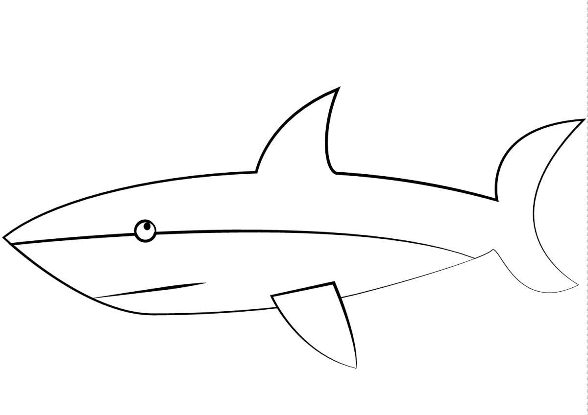 Юмористическая акула-раскраска для детей