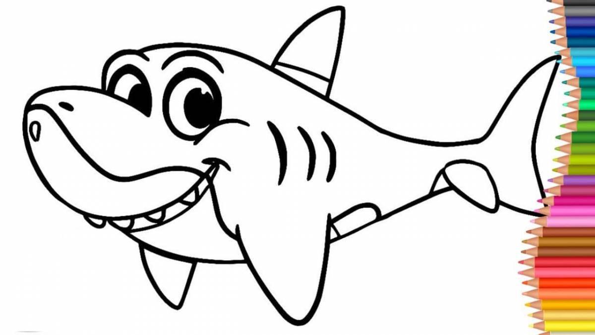 Причудливая акула-раскраска для детей