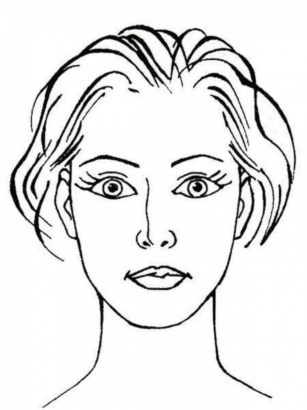 Colorful human face coloring page