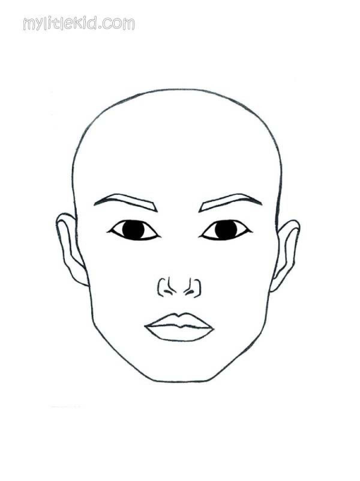 Playful human face coloring page
