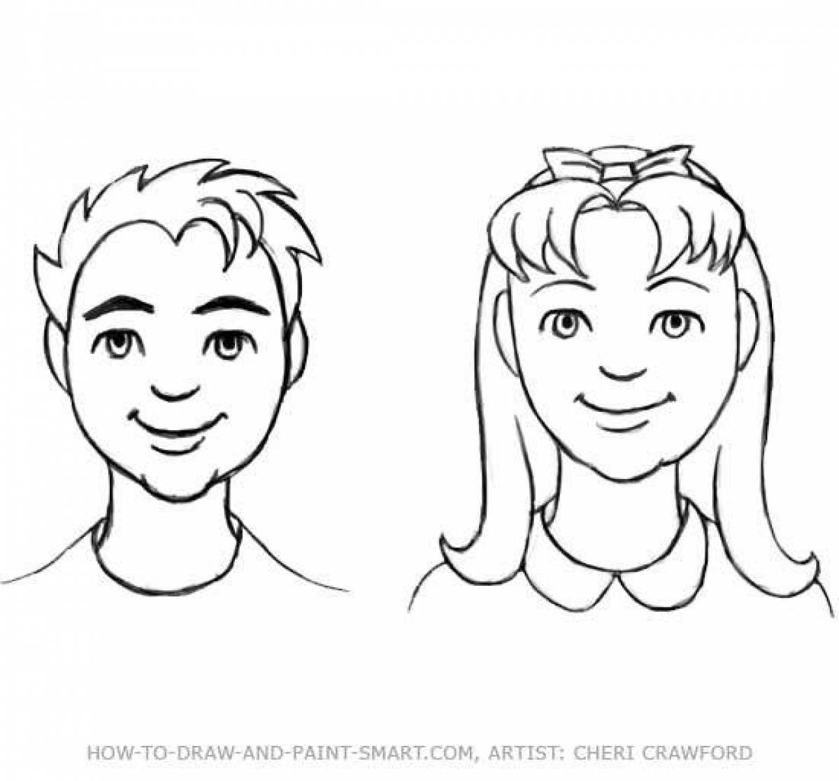 Рисование лица человека для детей