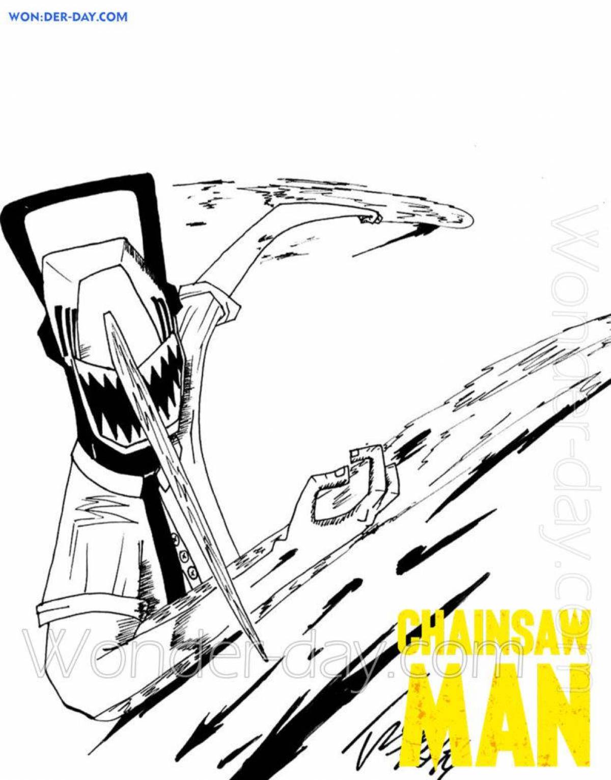 Аниме-раскраска bright man chainsaw