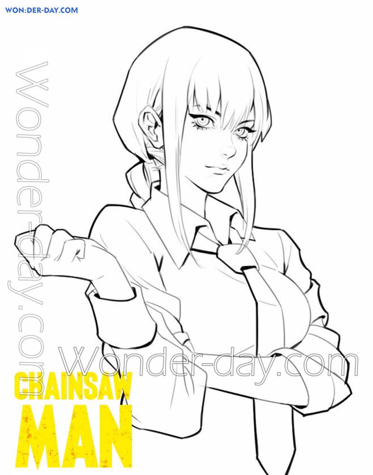 Charming man with a chainsaw anime coloring book