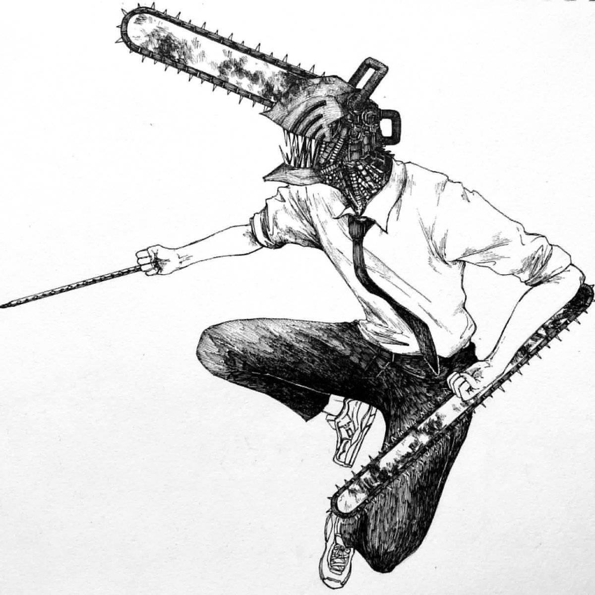 Аниме-раскраска dynamic man chainsaw