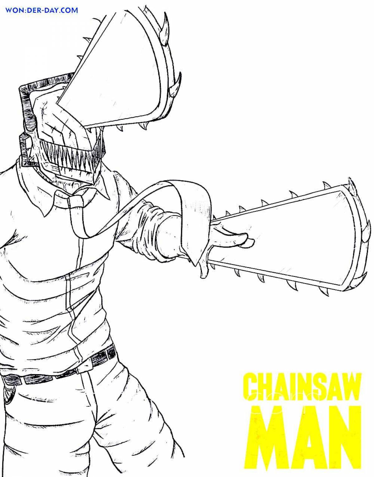Color-explosion man chainsaw anime coloring page