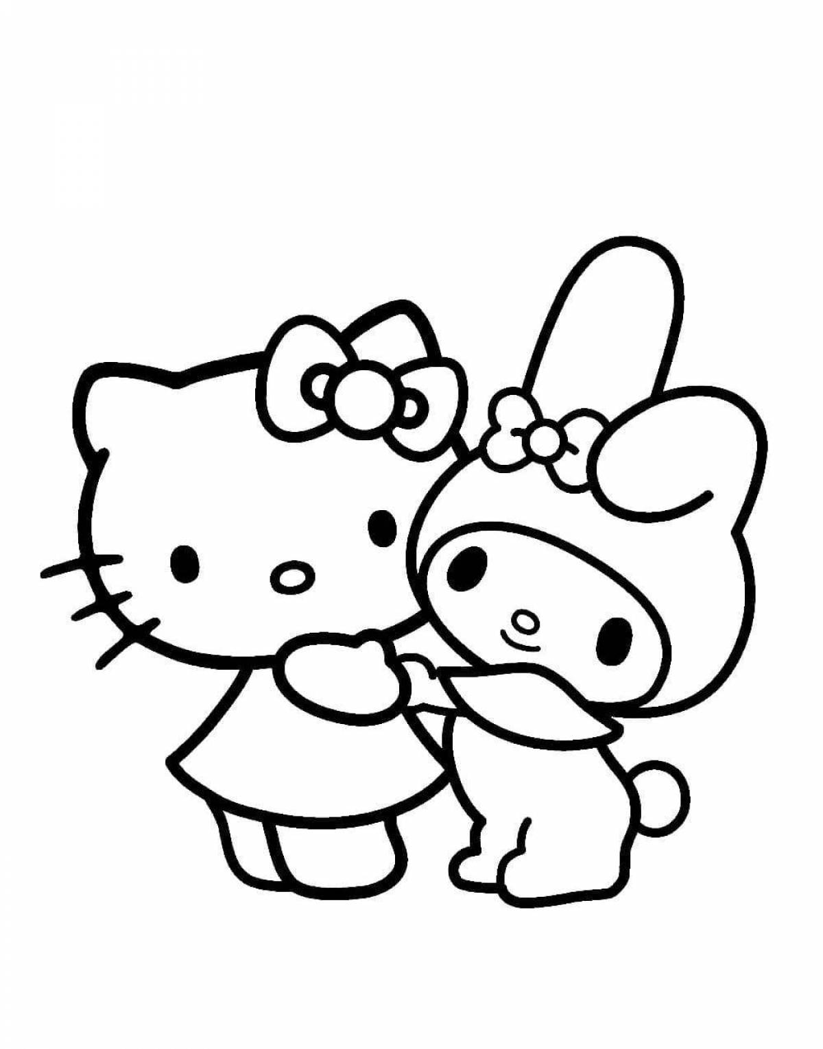 Joyful kuromi and hello kitty coloring book