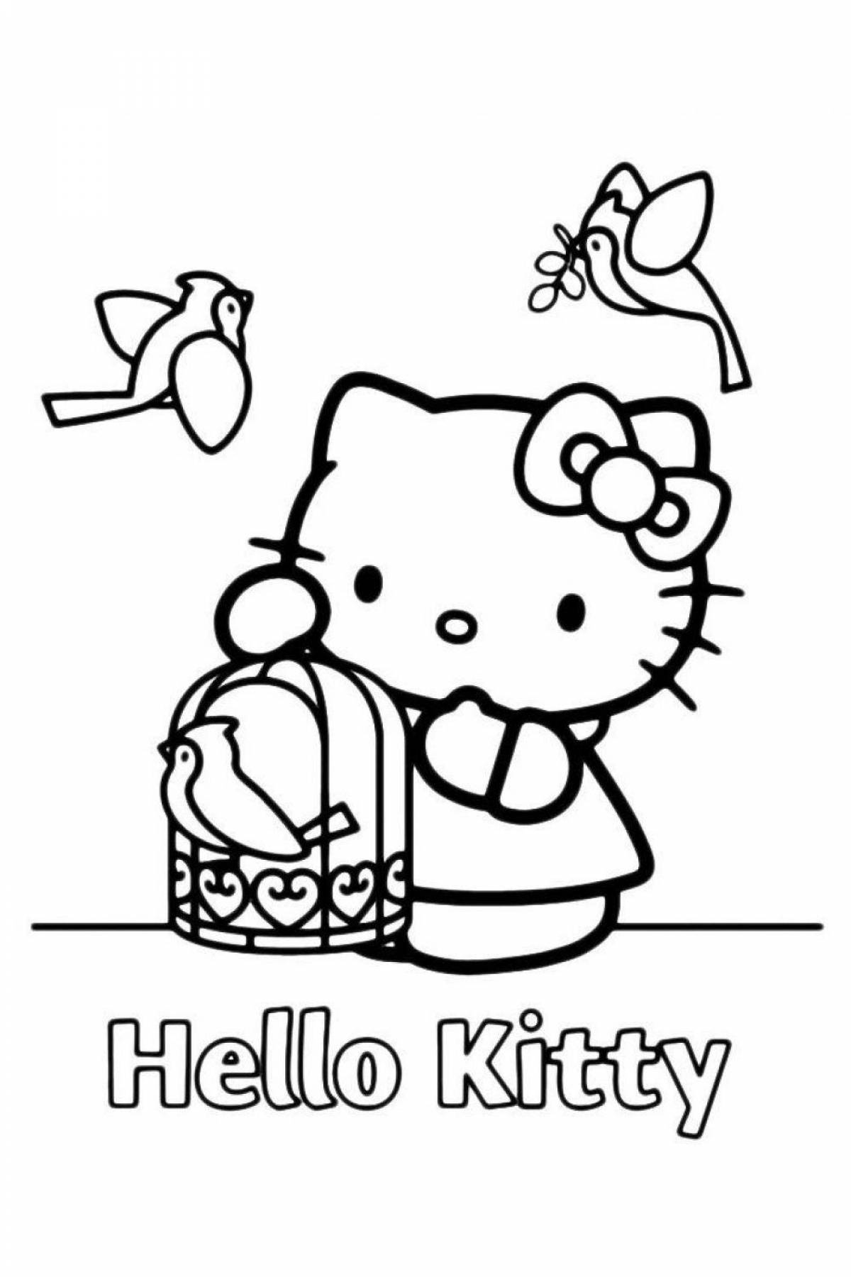 Adorable kuromi and hello kitty coloring page