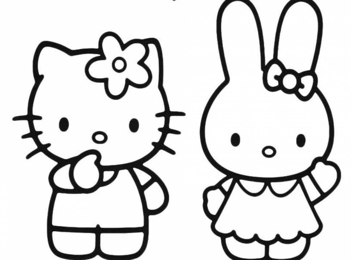 Glittering kuromi and hello kitty coloring book