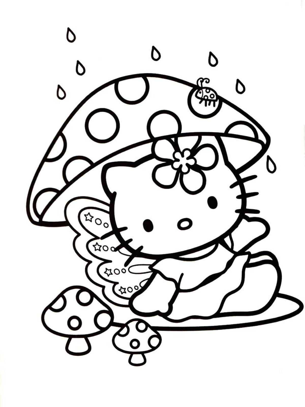 Kuromi color explosion and hello kitty coloring page