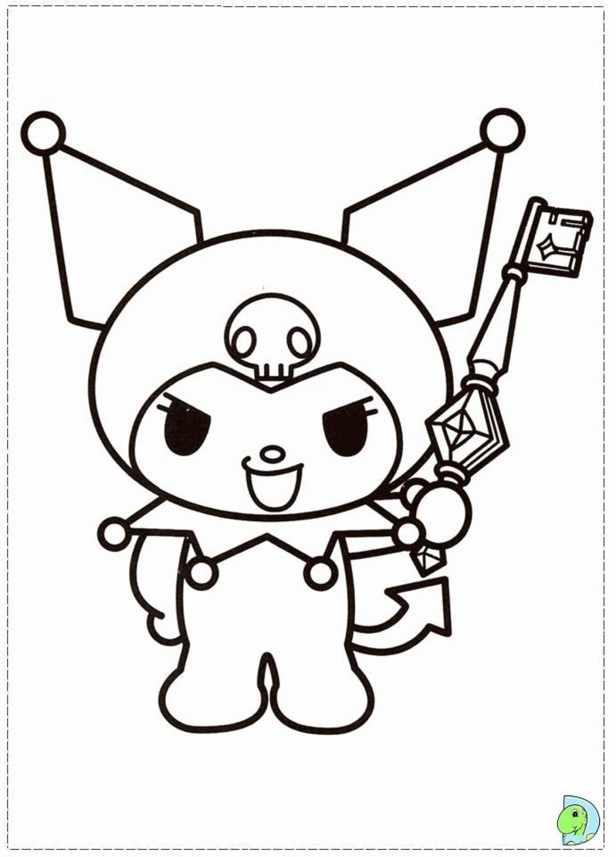 Bright colors kuromi and hello kitty coloring page