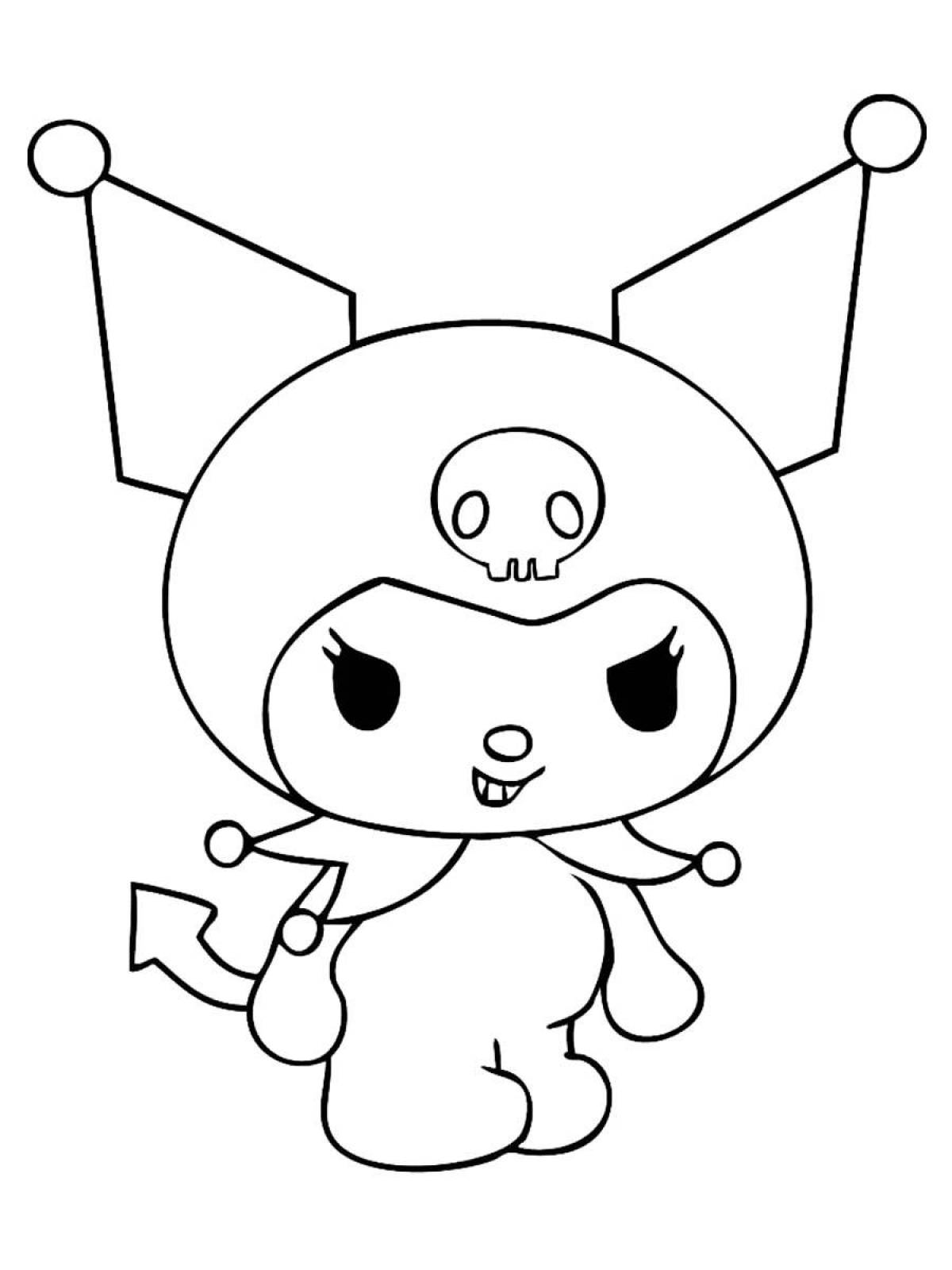 Color-luminous kuromi and hello kitty coloring page