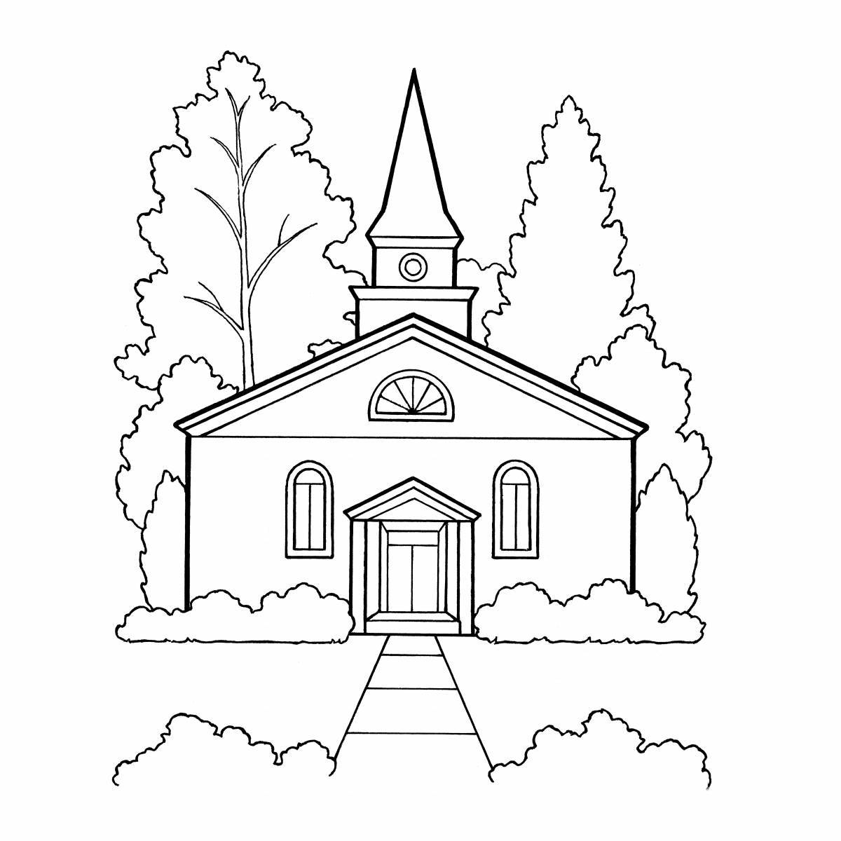 Exquisite temple coloring page