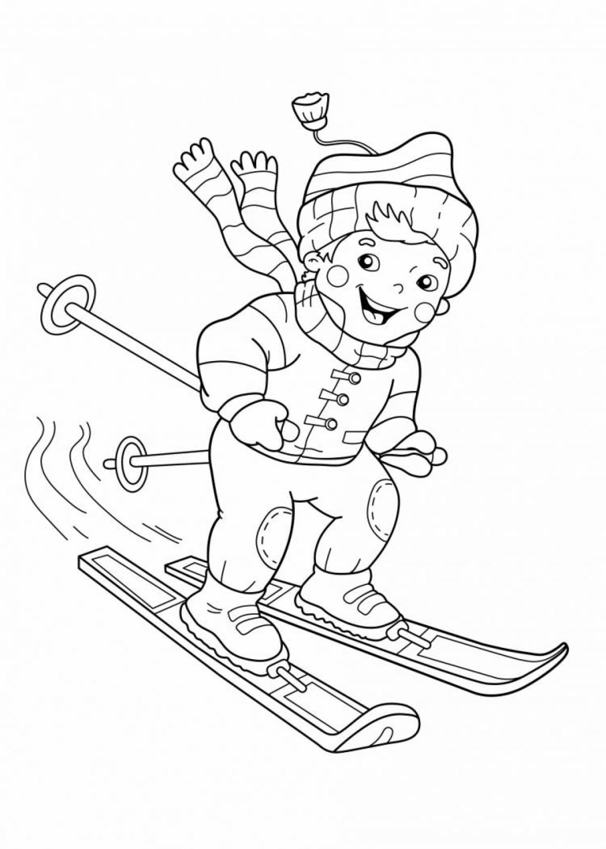 Magic winter sports coloring book for 5-6 year olds
