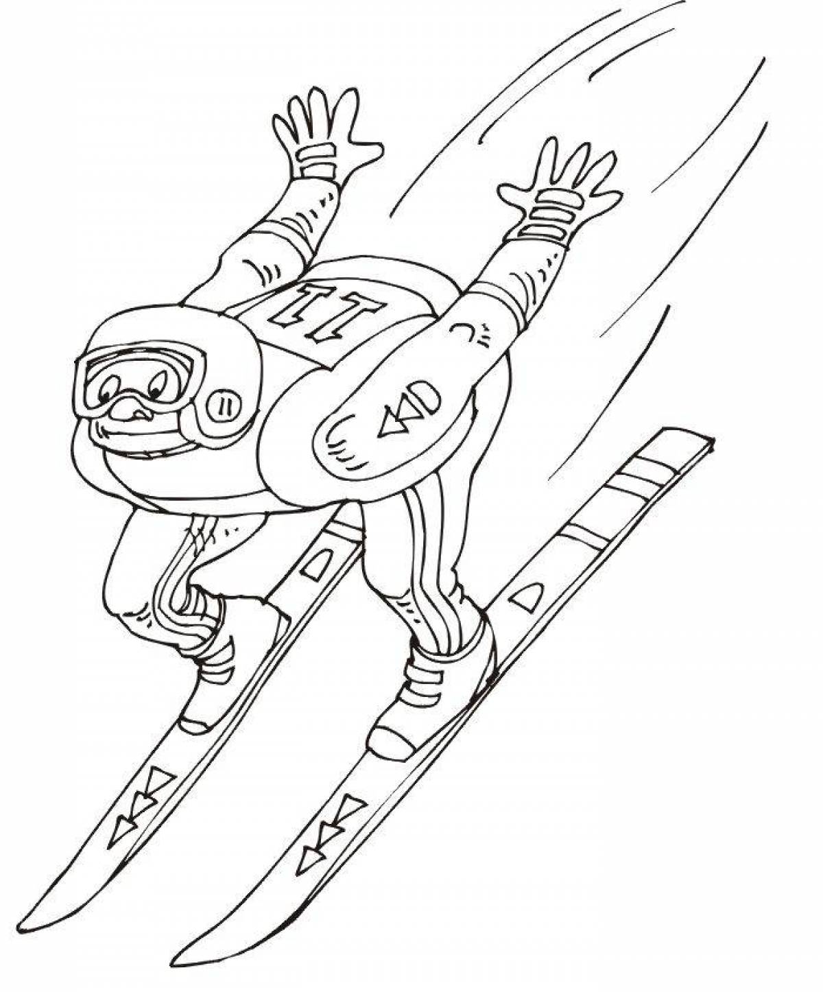 Children's winter sports coloring pages