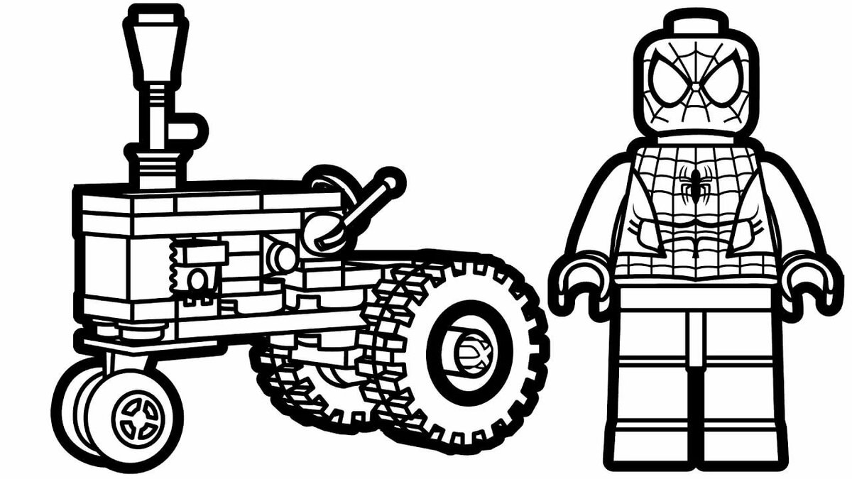 Colorful lego city coloring page