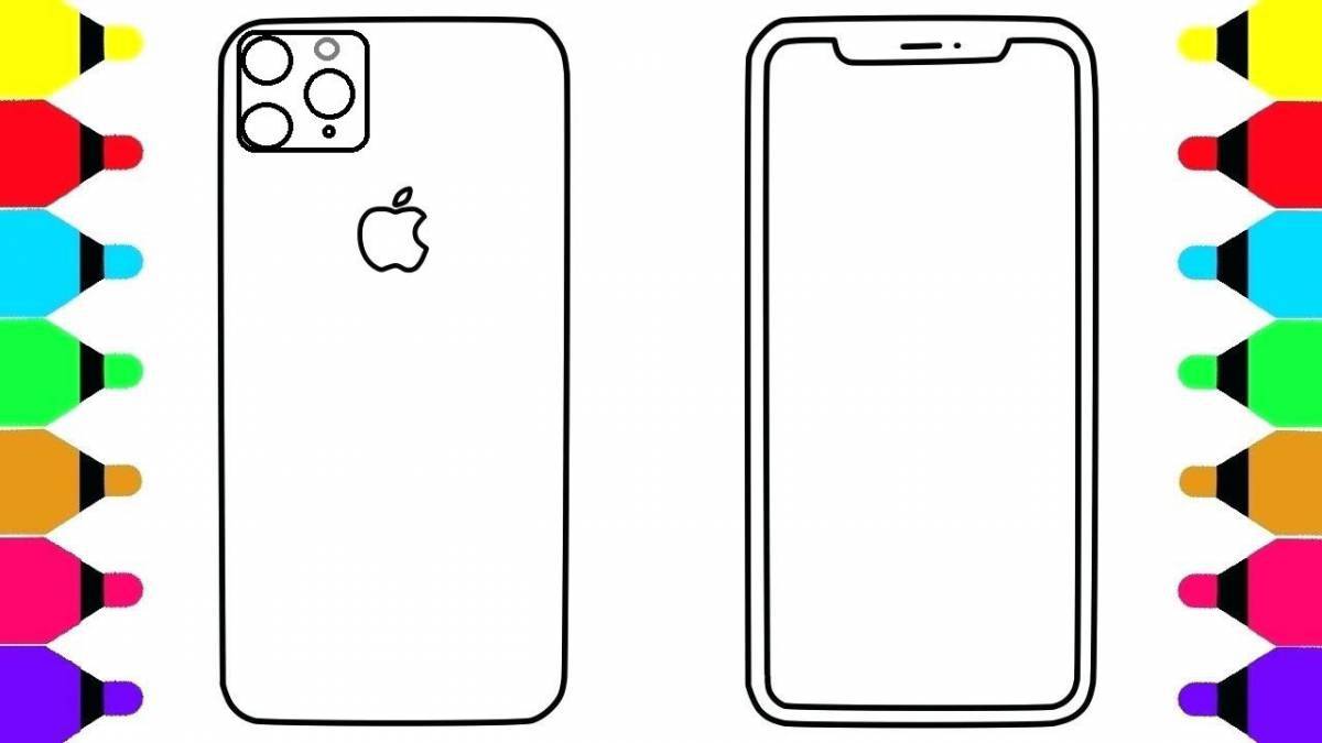 Playful iphone 14 coloring page