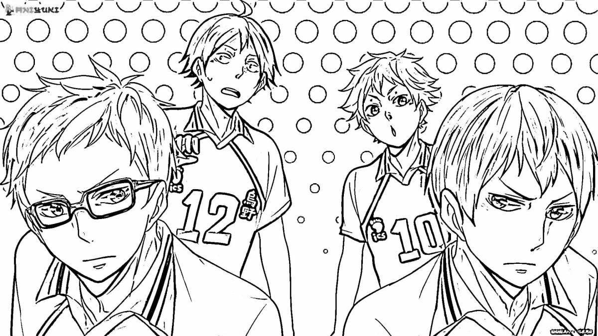 Stylish anime volleyball coloring book