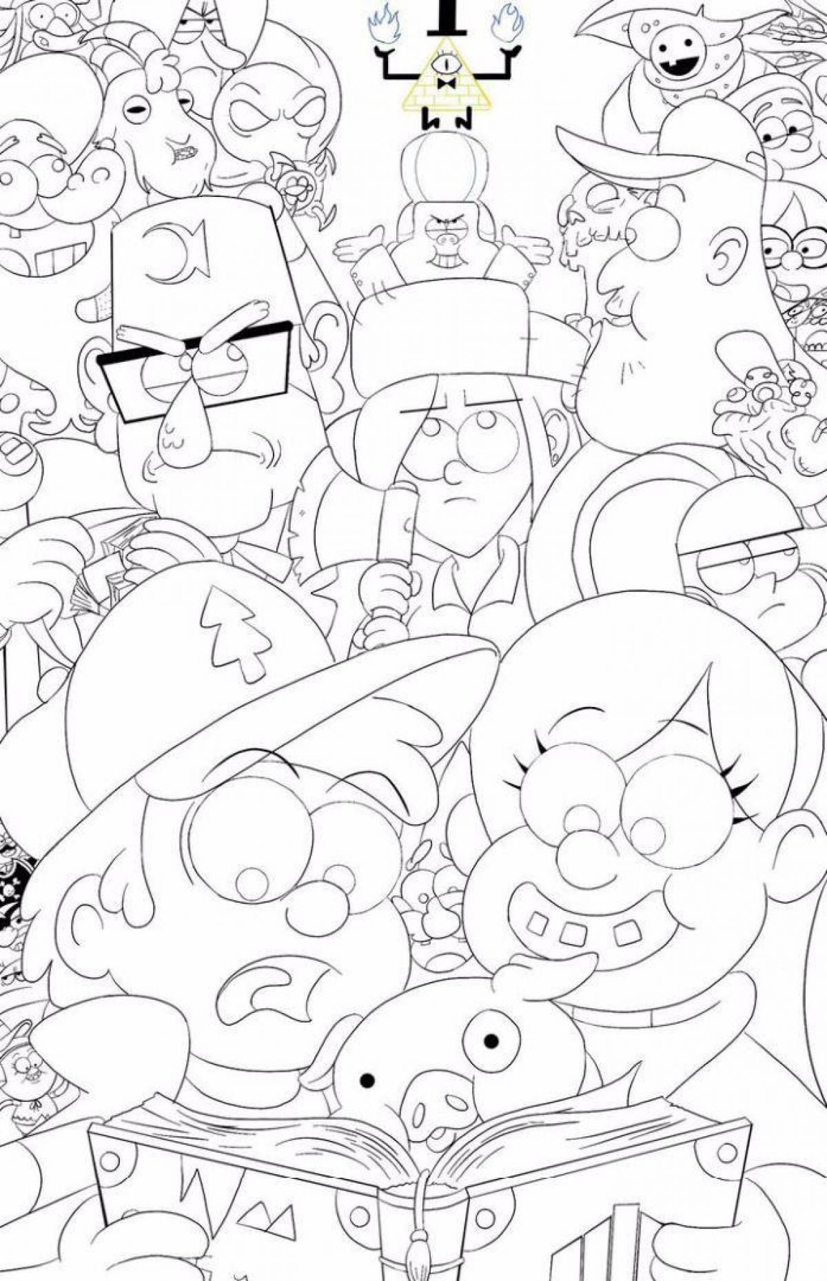 Cute gravity falls coloring page