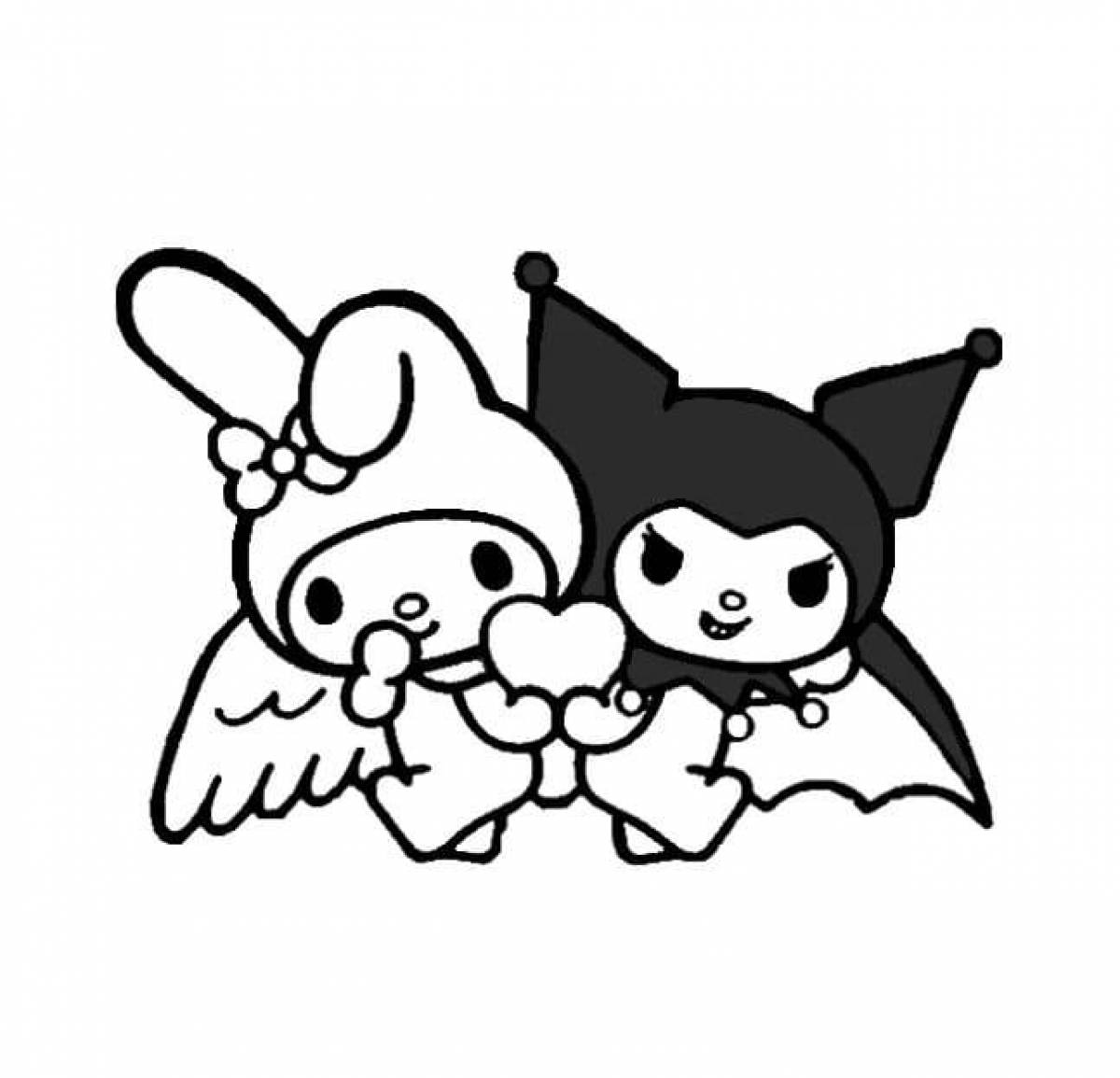 Bright kuromi and mai melody coloring book