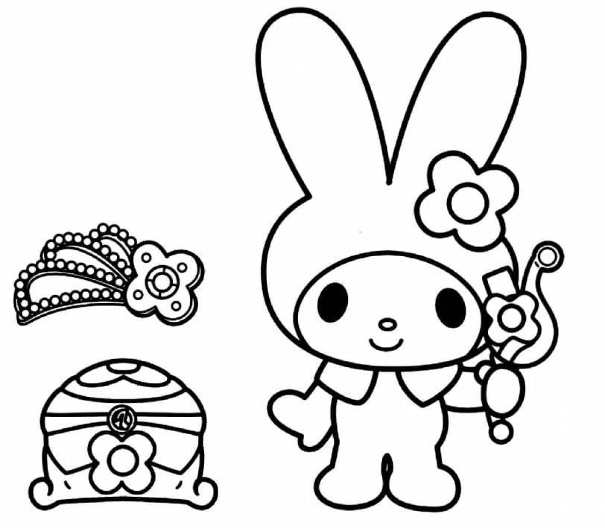 Kuromi and Mai Melody's playful coloring page
